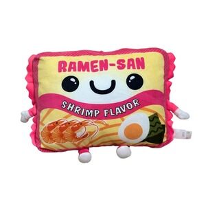 Ramen-San Shrimp Flavor Soft Plush Pillow Kawaii Pink Yellow Instant Noodle